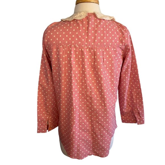 Eternal Flow Vintage Look Pink White Dot Shirt Women's M - Picture 3 of 12